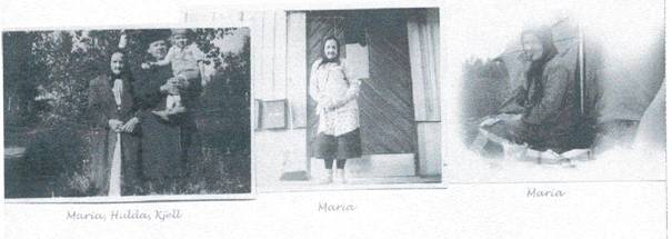 image063.jpg -  Bildlån Kjell Ohlsson Vänster Maria 1869-1952 med dottern Hulda 1903-1990 boende i Malmberget och gift med Gustav Adolf Ohlsson 1902-1974och dotterson Kjell f. 1941 boende i Västerås. Maria vid entrén i bostaden hos något av barnen? Maria sitter invid tältet. Hon var i Lainio 1930-talet för att titta på Ollagården där hon var född 1869. Då tälta hon med medföljande barn och barnbarn. Bilden kan vara när dom tälta på korkeatermä nära Ollagården.