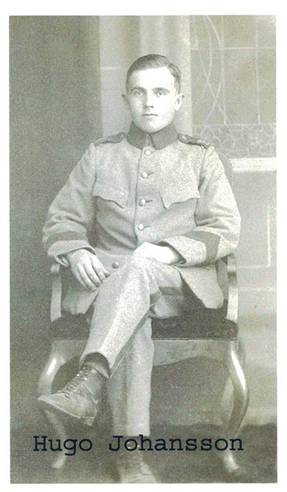 image176.jpg -  Hugo Johansson 1904-1971 i Oksajärvi. Här under rekryten omkr. 1925 Han gick småskolan i Lainio 1911. Gift med Lahja Hämäläinen från Kittilä, Finland. Bosatta i Oksajärvi.